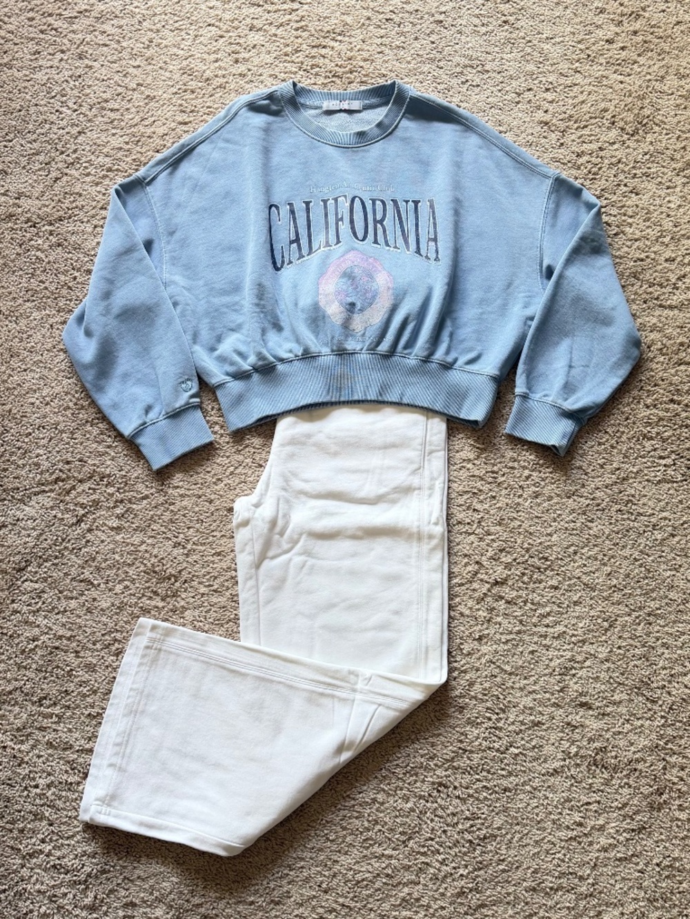 Hang Ten California Cropped Sweatshirt - Blue M (Brand New, Never Worn) 76% Cott
